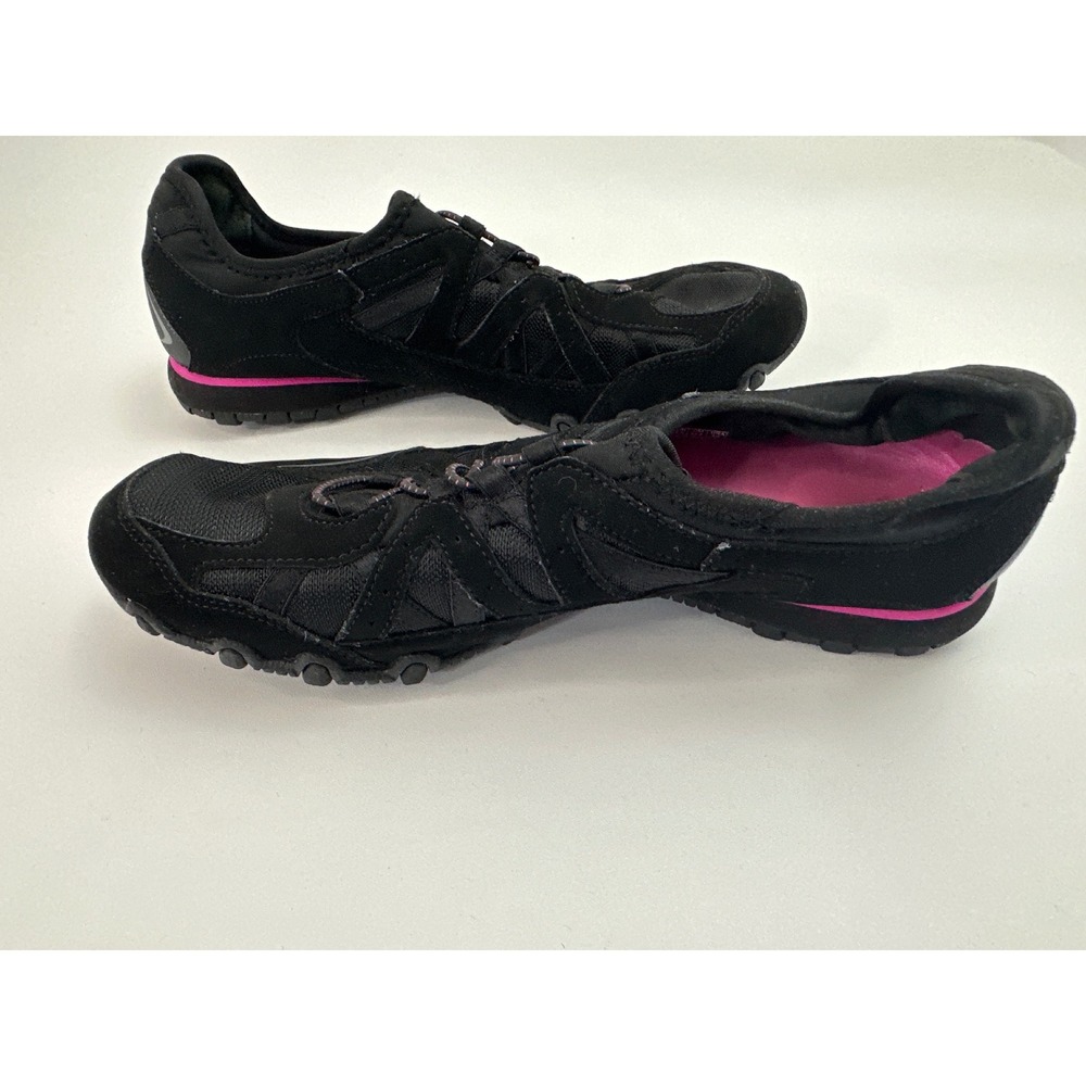 Skechers Sport Women's US 7.5‎ Black Pink Leather Textile Upper Sneakers Slip On